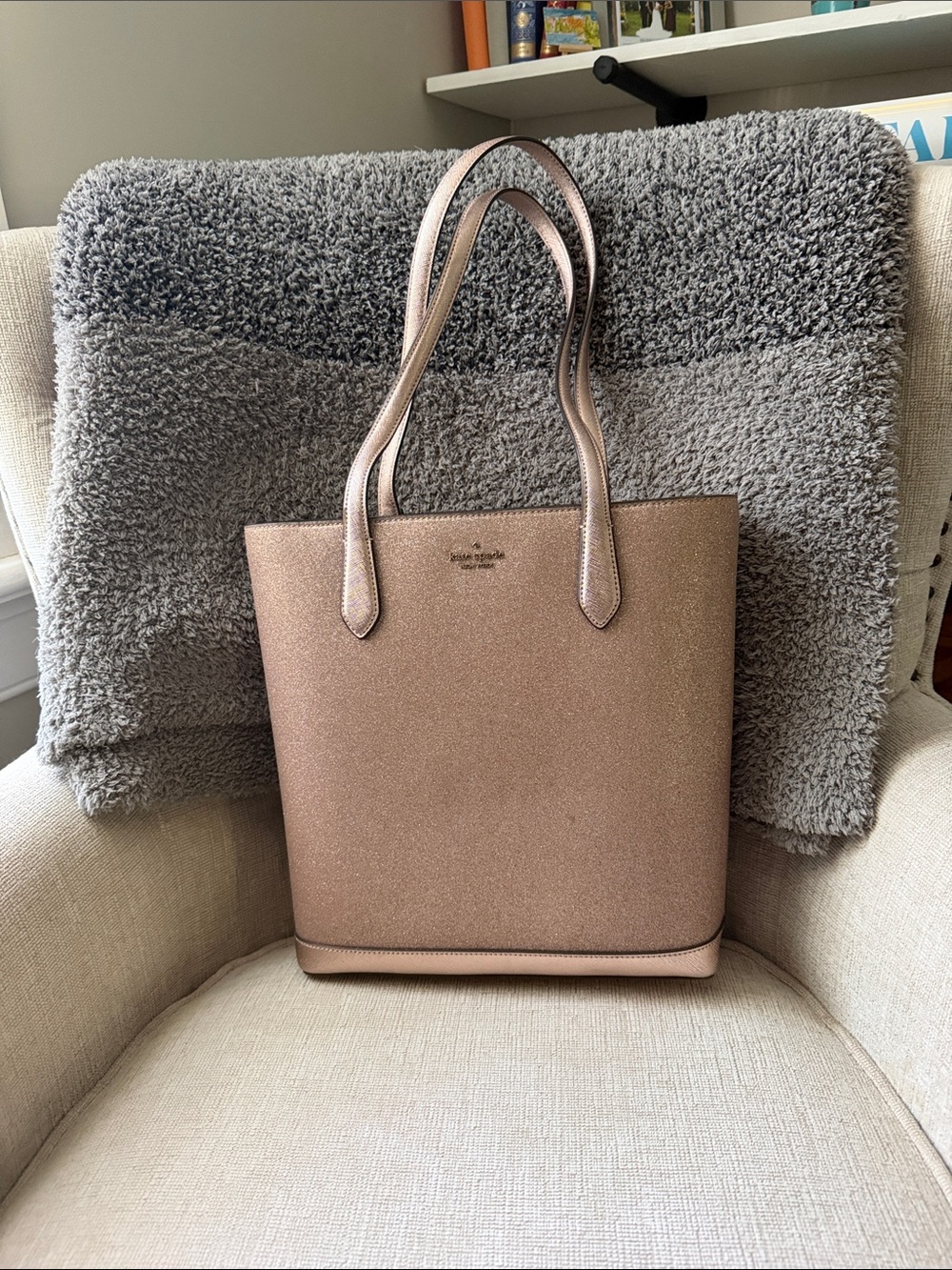 kate spade Metallic/Glitter Rose Gold Tote